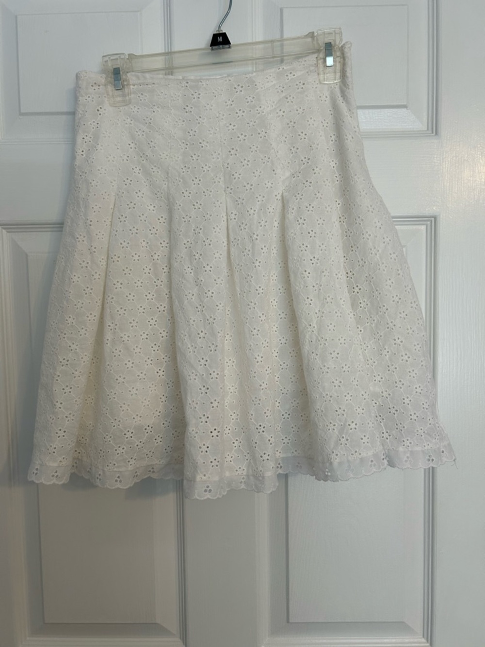 Aqua Eyelet A-Line Skirt in White